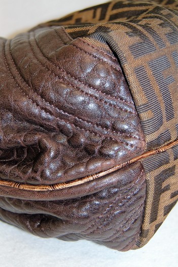 Fendi Brown, Pattern Print Vintage Tortuga-Trimmed Zucca Spy Bag