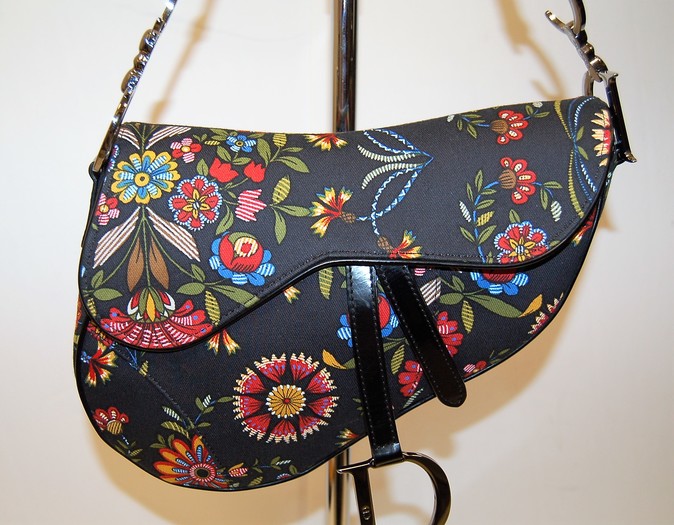 Christian Dior Vintage Floral Saddle Bag