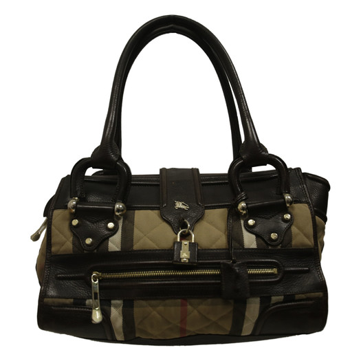 Burberry Monogram Leather Tote Handbag
