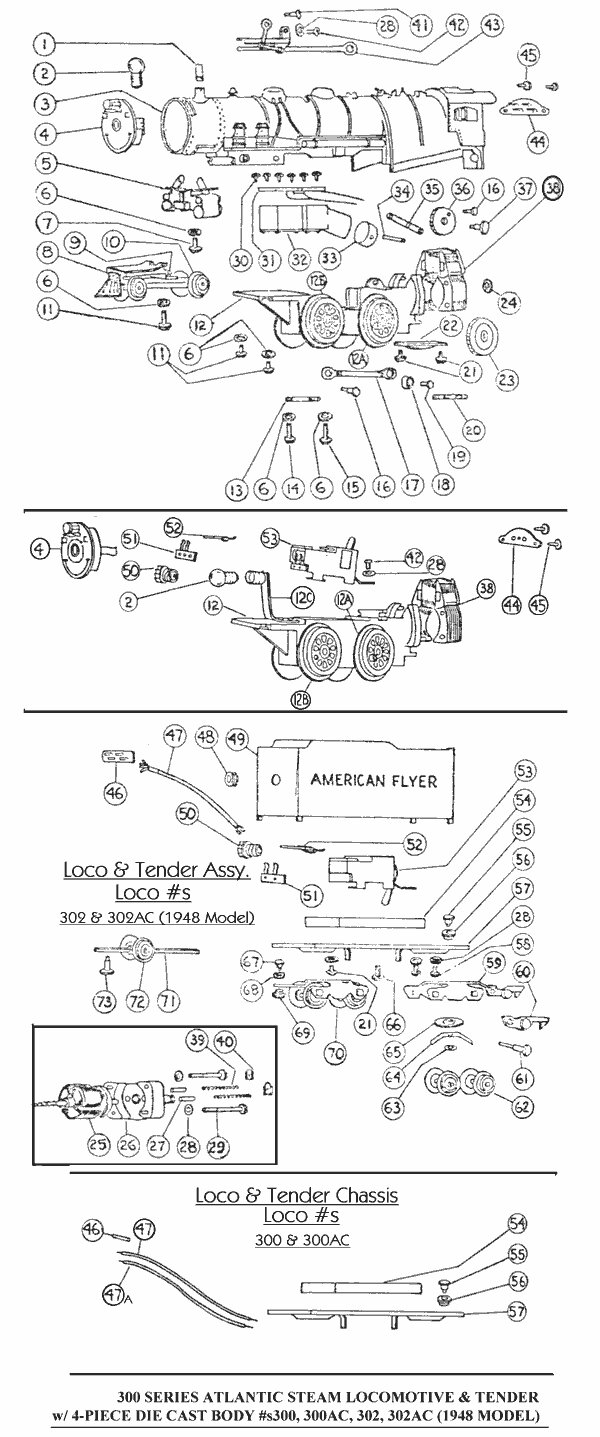 American Flyer 300 Series 4-4-2 Atlantic Locomotive