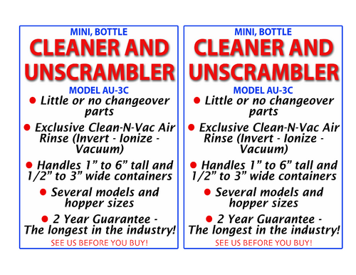 AU-3C Unscrambler/Cleaner (Bottle Cleaners)