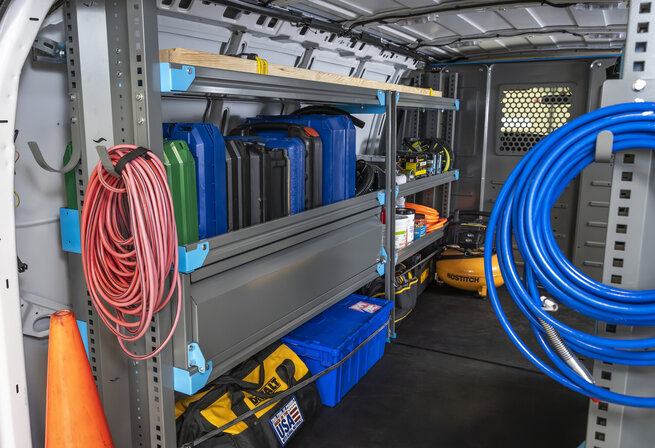 Adrian Steel equipment package for a commercial work van.
