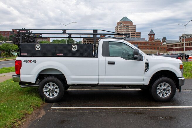 WEATHER GUARD Truck Rack with black tool boxes